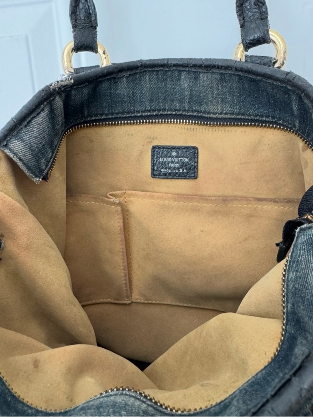 Louis VuittonBlack Monogram Denim Pleated Satchel - Picture 5 of 5